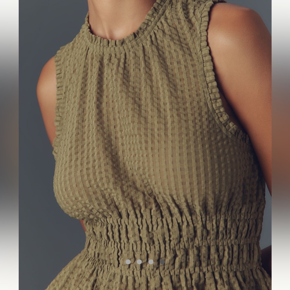 Maeve Olive Green Textured Sleeveless Top - Picture 4 of 4